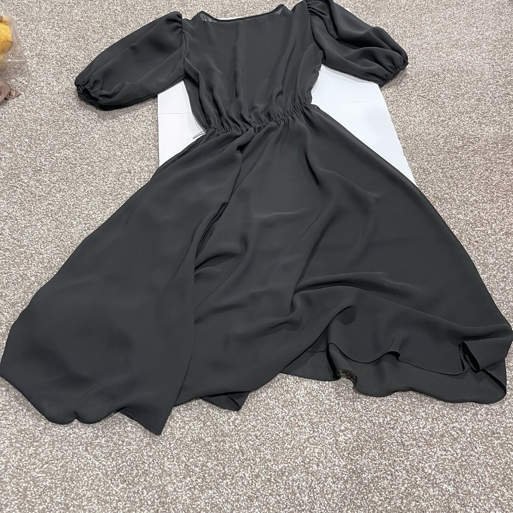 Whimsigoth Sheer Dress S M Puff sleeve midi Wednesday Grunge Y2K Boat neck sheer